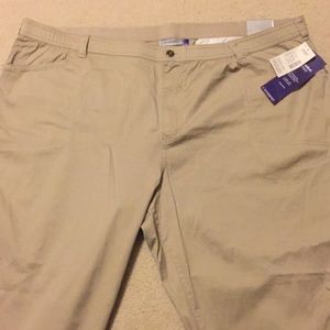Catherines Comfort Waist Khaki Pants 26WP NWT